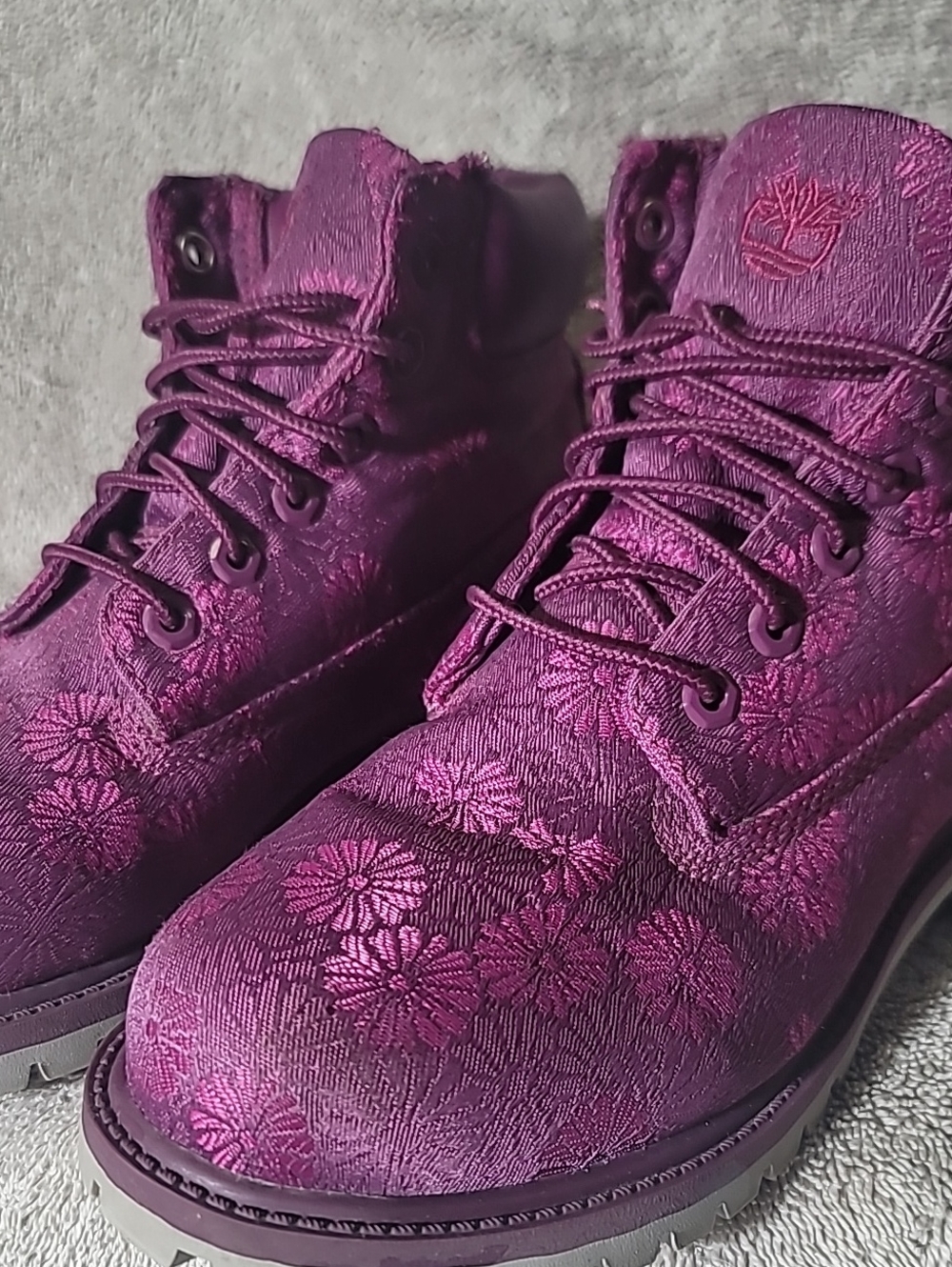 Timberland 6” premium boot, magenta floral jacquard fabric, Special release